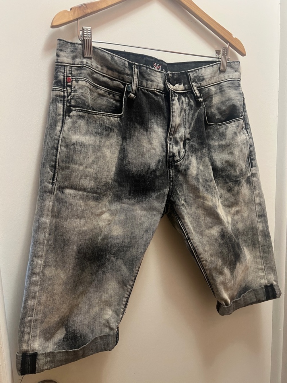 Men's Washed Black Denim Jean Shorts